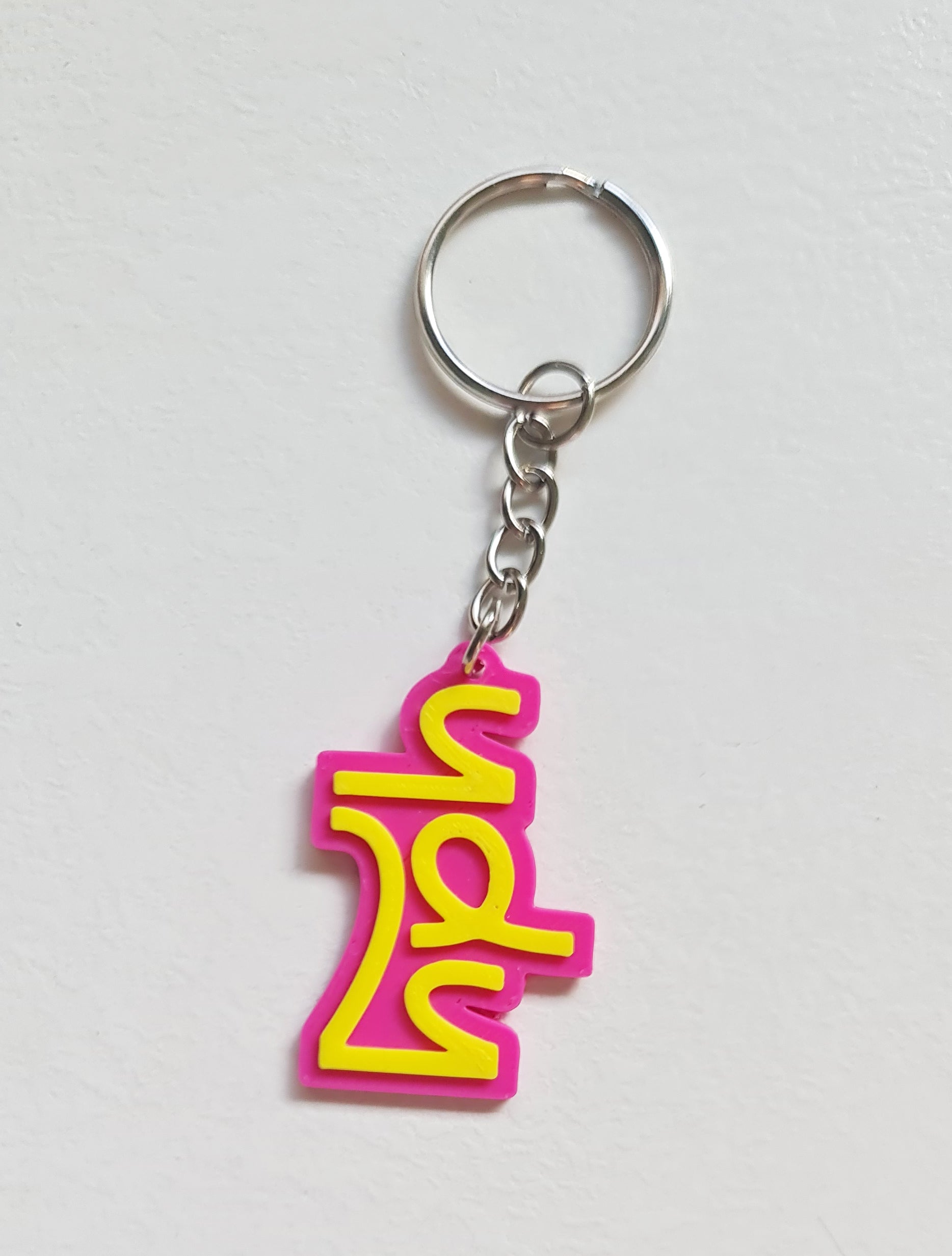 Porte-clés rose et jaune